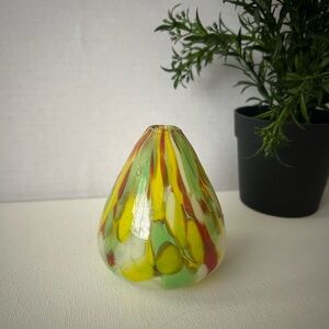 Pearl Essence Hand blown Confetti art glass egg shaped bud vase